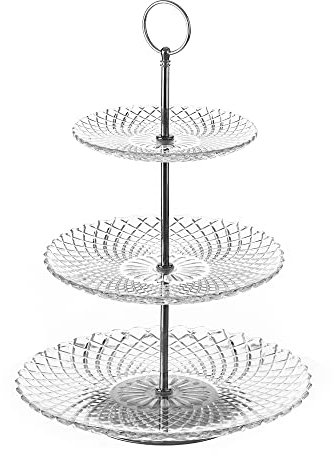 Frutero pastelero de 3 alturas de cristal transparente y metal de Ø 25x35 cm - LOLAhome
