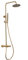 VALAZ Columna Ducha Termostatica Dorado Cepillado Protección PVD, Lluvia, Mezclador Agua Fría y Caliente, Ahorro de Agua, Instalación Fácil, Inoxidable, Longitud 80-120 cm, Rociador 20 cm, Serie Ebro