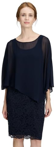 Vera Mont Damen Cocktailkleid mit Spitze, Blau, 44
