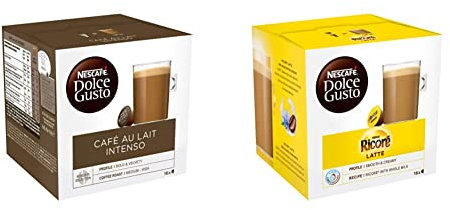 NESCAFÉ DOLCE GUSTO - Café au Lait Intense & Ricoré Latte - 576 Capsules (Pack de 6 boîtes x 16) - Café Torréfié Sombre - Capsules - 192 Unités
