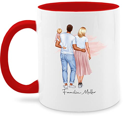 Tasse Tassen 325ml - Mama - Familie Mutter Vater Baby Kinder - 325 ml - Rot - kind muttertagstasse mutti familien kaffeetasse personalisierte mutter-tasse mom kaffeebecher eltern muttertagsgeschenke