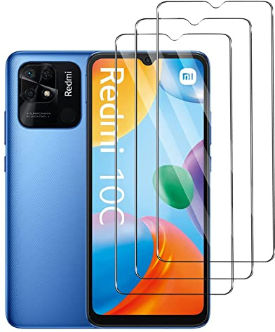 Protector de Pantalla para Xiaomi Redmi 10C, [3 Unidades] Cristal Templado para Xiaomi Redmi 10C,Vidrio templado 9H,Sin Burbujas, Alta Definicion,Anti-Arañazos