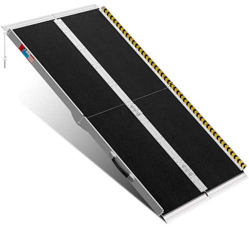 WHALEMOTOR Bärbar rullstolsramp 15 m, halkfri aluminium vikbar bärbar ramp, rullstolsramper för hem, viktkapacitet upp till 272 kg, med övergångsplattor över och under