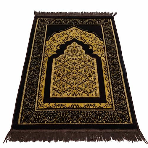 homeart Muslimischer Gebetsteppich, weicher Plüsch, dünn, islamischer Gebetsteppich, Janamaz, Sajada, betender Teppich, islamisches Geschenk für Männer und Frauen, Ramadan Eid Hajj Geschenk,