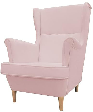 Healancy Biomedical Ohrensessel - Moderne Wohnzimmer Möbel - Lesesessel - Relaxsessel für Schlafzimmer - Polsterstuhl - Fernsehsessel - Stillsessel aus Stoff - rosa