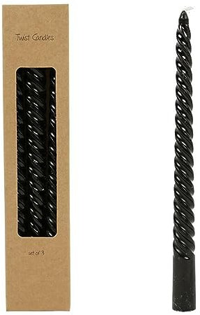 C.H.M.Kerze Twist gedrehte Dinner Kerzen - Schwarz, 25 cm, Unparfümiert, 6 Stück