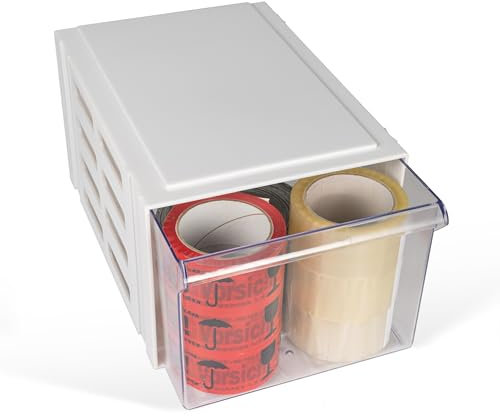 VELVEO Lagerboxen (1 Fach) Schubladenschrank, Schubladencontainer, 1 Schublade mit 15 L, Format A4, durchsichtige Schubladen