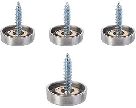4 Pcs Mirror Screws, 10mm Copper Decorative Cap Metal Nail for Bath Plates Mirror Tables Wardrobes Furniture, Bright Silver