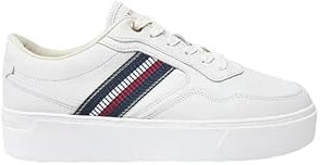 Tommy Hilfiger Baskets Semelle Compensée Femme Stripes Platform en Cuir, Blanc (Ecru), 39