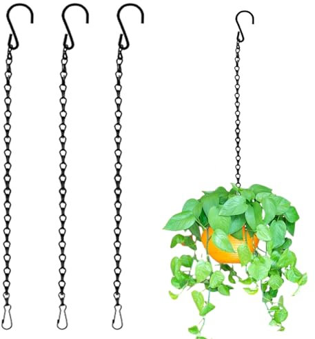 3 Stück Blumenampel Ketten, mit S Haken und Karabiner, 25cm Blumentopfkette , Metallkette, Stahlkette, Schaukelketten für Vogelhaus Vogelfutterhaus Wildvogelfutter Nistkasten Blumenampel Laternen.