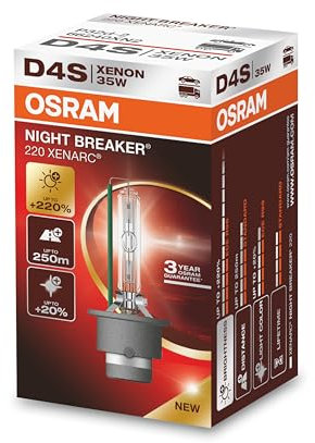 Osram XENARC NIGHT BREAKER 220, D4S, +220% mehr Helligkeit, Xenon-Scheinwerferlampe, 66440XN2, Faltschachtel (1 Lampe)