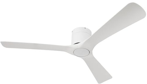 HOMCOM Ventilador de Techo 29W con Motor Reversible Mando a Distancia Ventilador Silencioso Ø132 cm con 3 Aspas Reversibles 6 Velocidades Temporizador para Dormitorio Sala de Estar Blanco