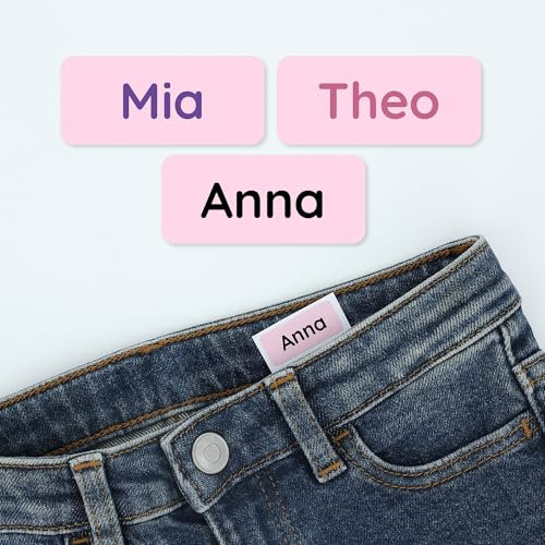 Klebekerlchen® Namensaufkleber Kinder & Erwachsene (60 Stück) – Namensschilder für Kleidung personalisiert – Etiketten selbstklebend für Schule, Kita, Seniorenheim & Beruf - helles Pink