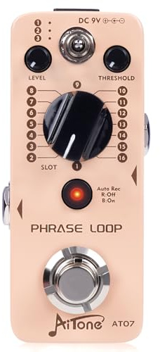 AITONE AT-07 Looper Pedal for Electric Guitar with Ultra-Long 480 Minutes Looping Auto Recording Mode 3 Saving Banks and 16 Slots per Bank