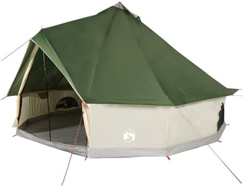 vidaXL Tente familiale tipi 10 Personnes Vert imperméable, Tente, Tente de Jardin, abri extérieur, Tente de Camping, abri de Camping, abri de Jardin