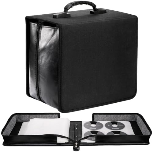Acshio CD DVD Case Holder, 520 Capacity CD Binder DVD Storage Holder with Zipper, Portable Large Card Media Wallet Storage Booklet Album Box for Home Office Travel Car