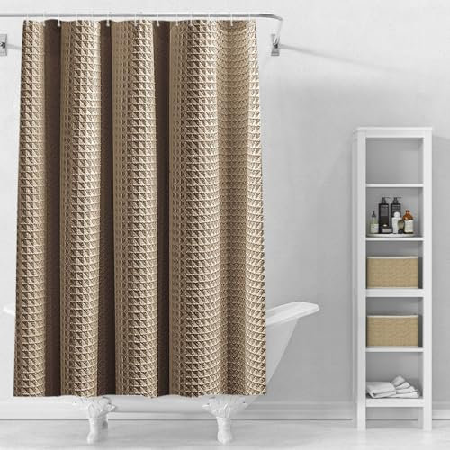 Stfery Waffel Duschvorhang Mit Metall Shower Curtains 120X200 Duschvorhang Textil Waschbar Anti Schimmel