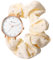 JewelryWe Damenuhr Elastisch Haarband Uhr: Damen Analog Quarz Armbanduhr Frauen Mädchen ultradünne multifunktionale Punkte Haargummi Uhr mit Weiß Zugarmband elastischem Band Geschenk