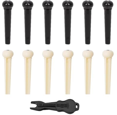 12 pezzi Chiodi vocali per chitarra acustica, 1 pezzo chitarra Qin, Chiodi vocali per corde per chitarra, strumenti musicali per bridge pins, dialer Tools