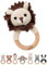 Bärenfreunde® - Personalisierter Beißring Baby - Niedlicher Greifling für Baby's ab 0 Monate - Babyrassel mit Name als Baby Geschenk für Mädchen und Jungen (Löwe dunkelbraun,mit Name)