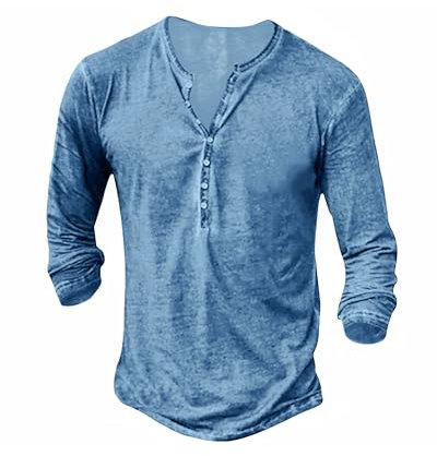 NEMXCE Hemd Herren Langarm Henley Shirt Vintage Freizeithemd T Shirt V Ausschnitt Slim Fit T-Shirt