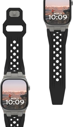 URBAN ARMOR GEAR UAG - Cinturino di ricambio per Apple Watch da 49/46/45/44 mm, per iWatch Serie Ultra 2/Ultra/4-10/SE/SE 2, sportivo, traspirante, di alta qualità, nero/titanio