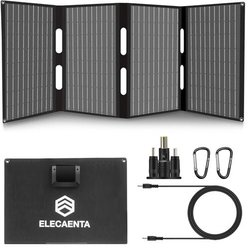 ELECAENTA 40W ETFE Portable Solar Panel with 3 Outputs, 18V DC/USB/USB-C PD30W, Foldable Monocrystalline Solar Charger, IP68 Waterproof, Light Weight for Phone, Power Bank, Generator, Camping Trip