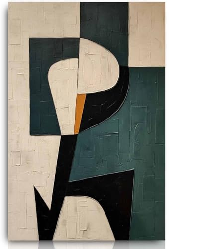 Fchen art Peinture à l'huile abstraite peinte à la main sur toile Art mural abstrait moderne peinture au couteau coloré pour salon image décoration murale décorative verte et blanche encadrée 80 x 120