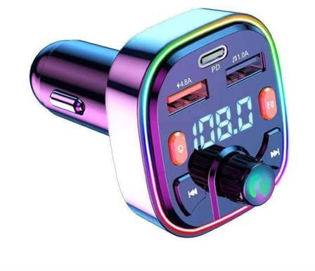 Bluetooth 5.3 FM Transmitter for Car, 48W Dual USB Bluetooth Car Adapter, Wireless Radio Receiver, Hands-Free Calling, Music Player, 64G Drive Support with Light Switch Car Charger – Black