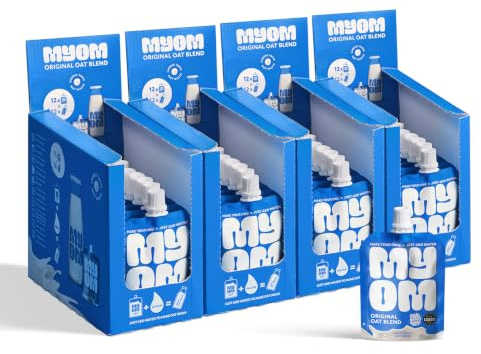 MYOM Oat Milk-Free Drink Premix - Makes 24 Litres - 48 Pouches | Oat Milk-Free Drink Premix, Vitamin D3, B12 & Iodine, Low Sugar, Vegan, Dairy Free & Plant-Based