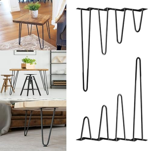 Suusolny 4X Hairpin Legs DIY Tischbeine Metall Tischgestell Tischkufen Austauschbare Schrank und Tisch Möbelfüße Tisch-Füße für Esstisch Schreibtisch Schrank & Hocker - 45cm hoch, 2-Streben