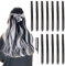 Pack of 12 Hair Extensions, Clip-In Extensions, Black Hair Strands for Women and Children, 55 cm Straight Long Hair Extension Clip Strands with Comb for Parties and Stage Performances Cosplay