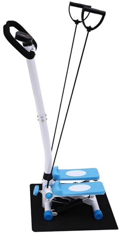 Stepper Mit Lenker,Fortschrittlicher Stepper FüR Zuhause,Up-Down-Stepper Mit Display,Hometrainer Widerstand,Mini-Stepper,Leise Mini Stepper Mit Monitor,FüR Home Office Fitness Exercise (Blau+Weiß)