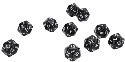 10-teiliges Leichtes Würfelset, Proof D20 Polyeder-Würfelset, Hochfeste 20-seitige Würfel für RPG-Spieltische (Black)