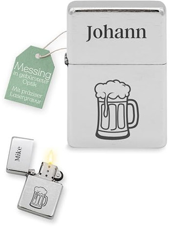 Abenteuernah Sturmfeuerzeug personalisiert, Geschenke für Männer, Sturmfeuerzeug, Feuerzeug Gravur, individualisiert mit deinem Wunschnamen als persönliches Geschenk (Bierkrug)