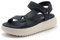 Sandale pour Femmes, Sandales De Marche À Silgin Décontractées en Cuir en Cuir avec Sangle De Cheville,Noir,40 EU
