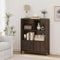 [en.casa] Commode avec 2 Portes à Montage Flexible Système Push-to-Open 5 Compartiments de Rangement Spacieux Design Intemporel Stable pour Salon Chambre Bureau Entrée MDF 103 x 80 x 28 cm Effet Noyer