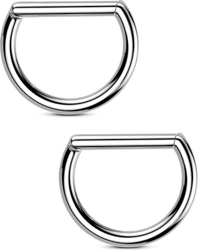 OUFER Body Piercing 2PCS Nipple Bars Titanium Nipple Rings 14G Clicker Nipple Piercing Jewellery Nipple Barbell for Women Men 14MM Nipple Piercing Bar