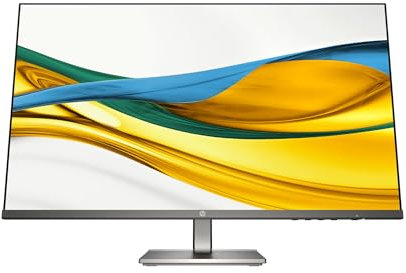 HP 527da - Monitor 27 FHD (1920x1080, IPS, 100Hz, 5 ms, 99% sRGB, 300 Nits, Contraste 1500:1, Altura e Inclinación Ajustables, Altavoces Integrados, Low Blue Light) Negro con Soporte Gris Metálico