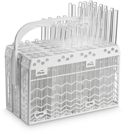 HALM Glass Straw Washing Basket Modular Cutlery Basket for Glass Drinking Straws up to 80 Pieces Cleaning in the Dishwasher