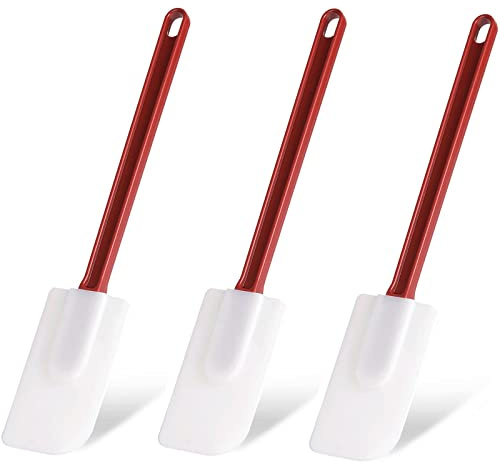 3 PCS Commercial Grade Heat Resistant Silicone Spatula, 9.5-Inch Rubber Spatulas for Baking, Nonstick & BPA-Free