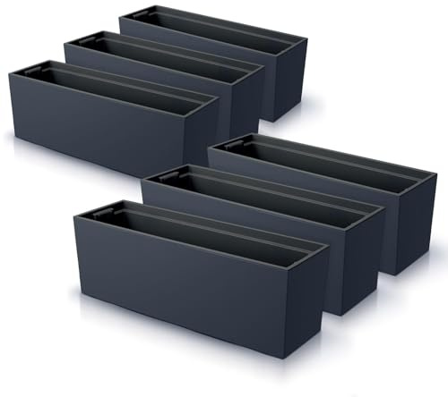 IMJ-Global - 6 Jardiniere Exterieur Grande Taille 77x23,5x24,6cm, Pot de Fleur 40 litres (Insert de 27 litres) Bac a Fleurs Exterieur Intérieur en Plastique Résistant aux Intempéries (Noir)