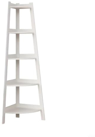 NINMORTH White 5-Level Corner Bookshelf, for Compact Ladder Storage Unit, Plant Stand and Organizer Small Spaces Bathroom