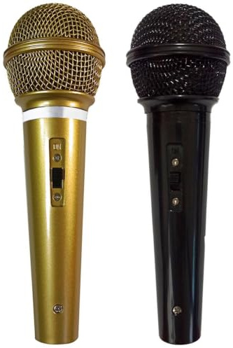 2-Piece Fake Microphone Prop Set, Gold and Silver Tool Microphone Models, Non-Functional Simulation Mic, Stage Performance
