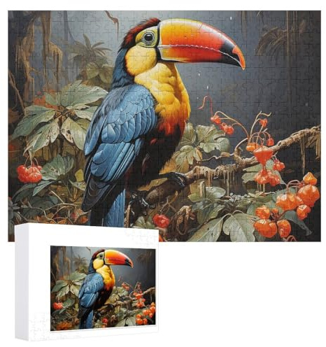 Puzzles für Erwachsene, 500 Teile, personalisiertes Holzpuzzle, Tukan-Puzzle, anspruchsvolles Bilderpuzzle für Familie, Hochzeit, Weihnachten, Geburtstag, Geschenke, Kunst, Wanddekoration, 38 x 52 cm