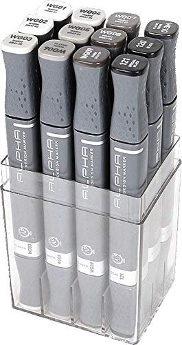 Alpha Design EF Textmarker-Set, 12 Stück, Grau