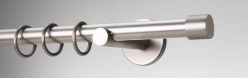 DécoProfi Gardinenstangen Matt-Silber 1-läufig Ø 16 mm L: 140 cm I Endkappe Gardinen/Vorhangstange im Set I Inklusive Träger, Befestigung und Endstücke I Wandbefestigung