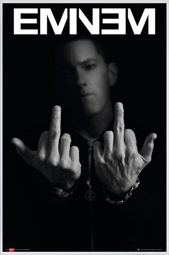 Close Up Eminem Poster Finger MMLP2 (93x62 cm) gerahmt in: Rahmen Weiss