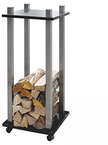 Kaminholzregal / Holzablage mit Rollen Edelstahl 101 cm