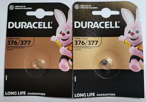 Duracell 377 SR626SW Lot de 2 piles à oxyde d'argent 1.55 V pour montre – équivalentes aux piles SB-AW, AG4